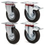 Wiltec Transportrollen Set 125Mm 100Kg 2X Doppelstopp-Lenkrolle 2X Lenkrolle