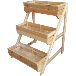 Promadino Pflanztreppe mit 3 Pflanzkästen aus naturbelassenem Kiefernholz, ideal für Kräuter und Pflanzen.
