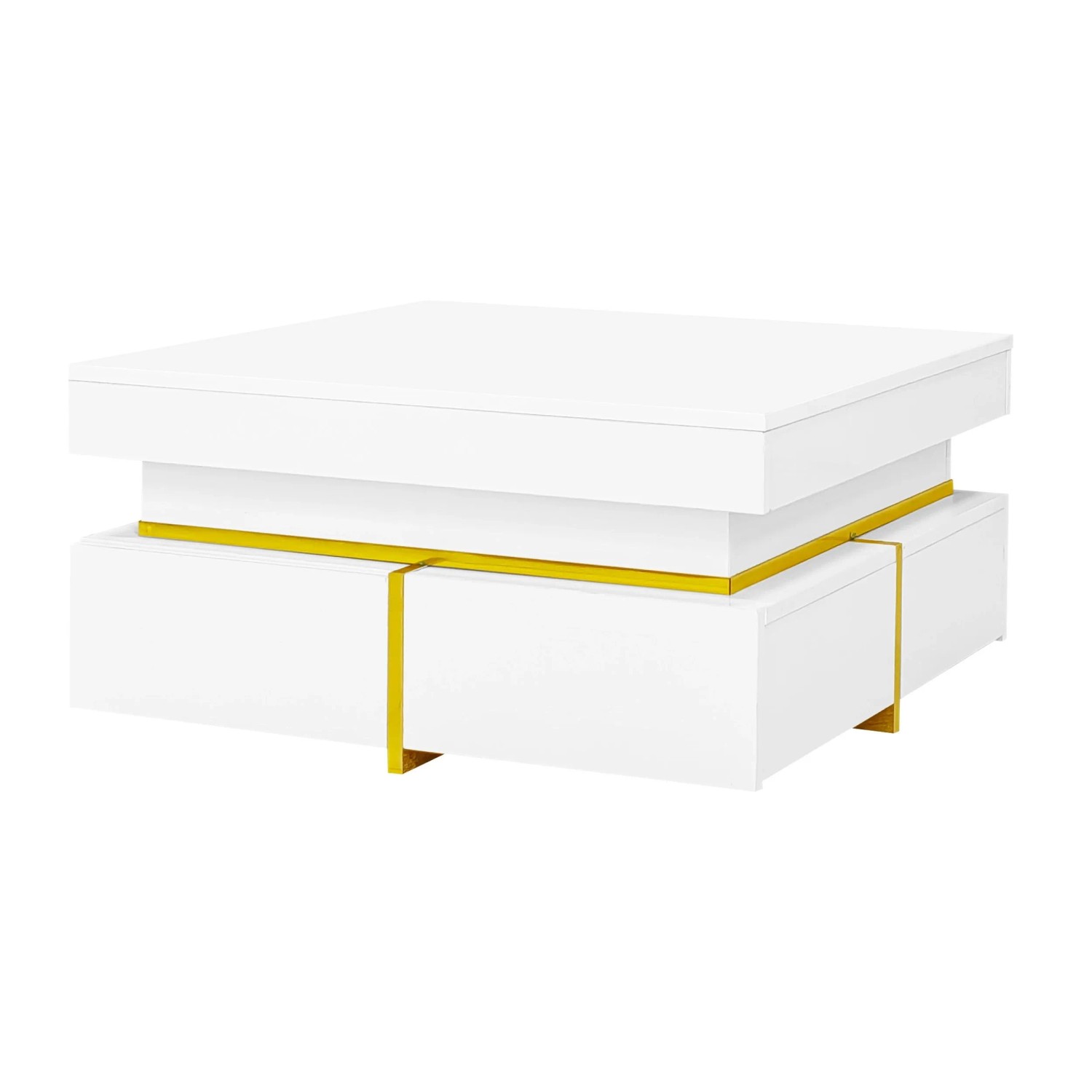 okwish Couchtisch mit Schubladen Wohnzimmertisch Weiß 70 × 70 cm