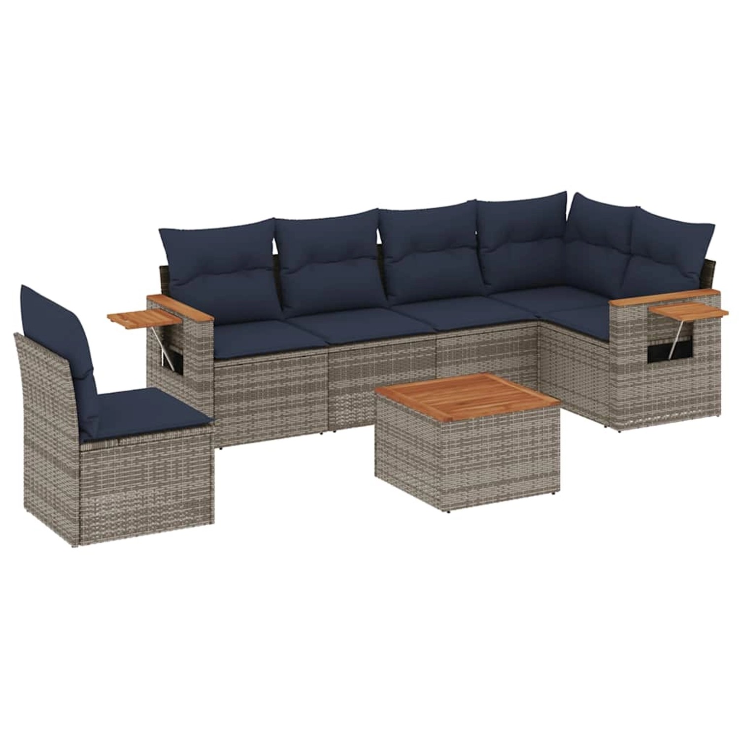 vidaXL 7-Tlg Garten-Sofagarnitur mit Kissen Grau Poly Rattan 3226866 günstig online kaufen