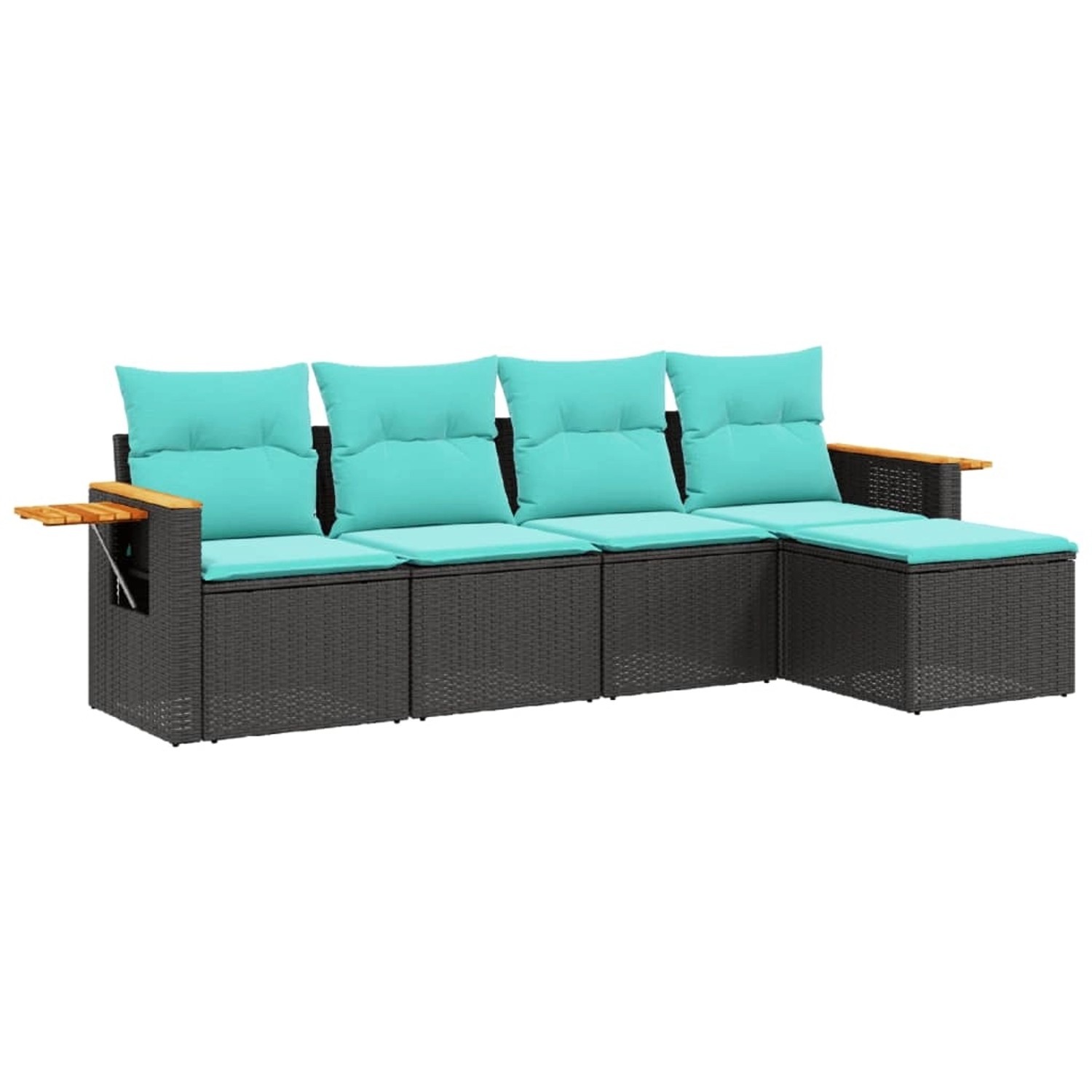 vidaXL 5-Tlg Garten-Sofagarnitur mit Kissen Schwarz Poly Rattan 3226757 günstig online kaufen