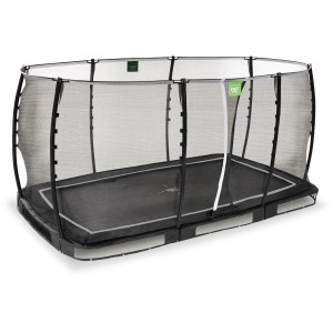 Schwarzes EXIT Allure Classic Bodentrampolin 244x427 cm mit Sicherheitsnetz.