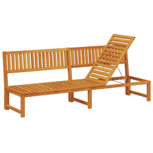 Braune vidaXL Sonnenliege aus Akazienholz mit verstellbarer Rückenlehne für Garten oder Balkon.