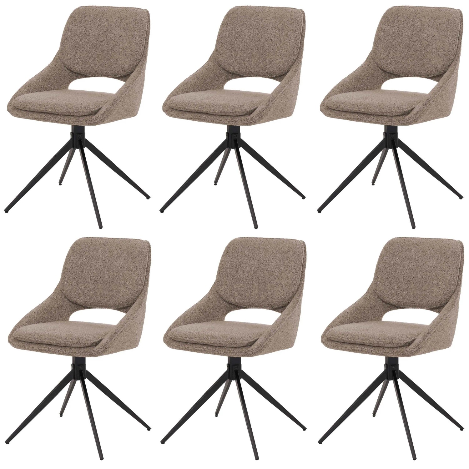 MCW Esszimmerstuhl N73 6er-Set Textil Boucle 540g/m² Beige