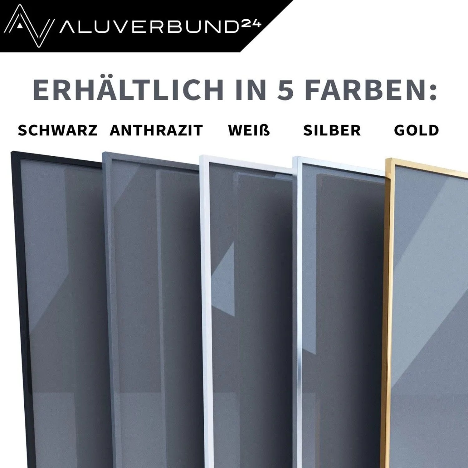 Aluverbund24 Sockelprofil in Schwarz, Anthrazit, Weiß, Silber und Gold für Alu Verbundplatten.