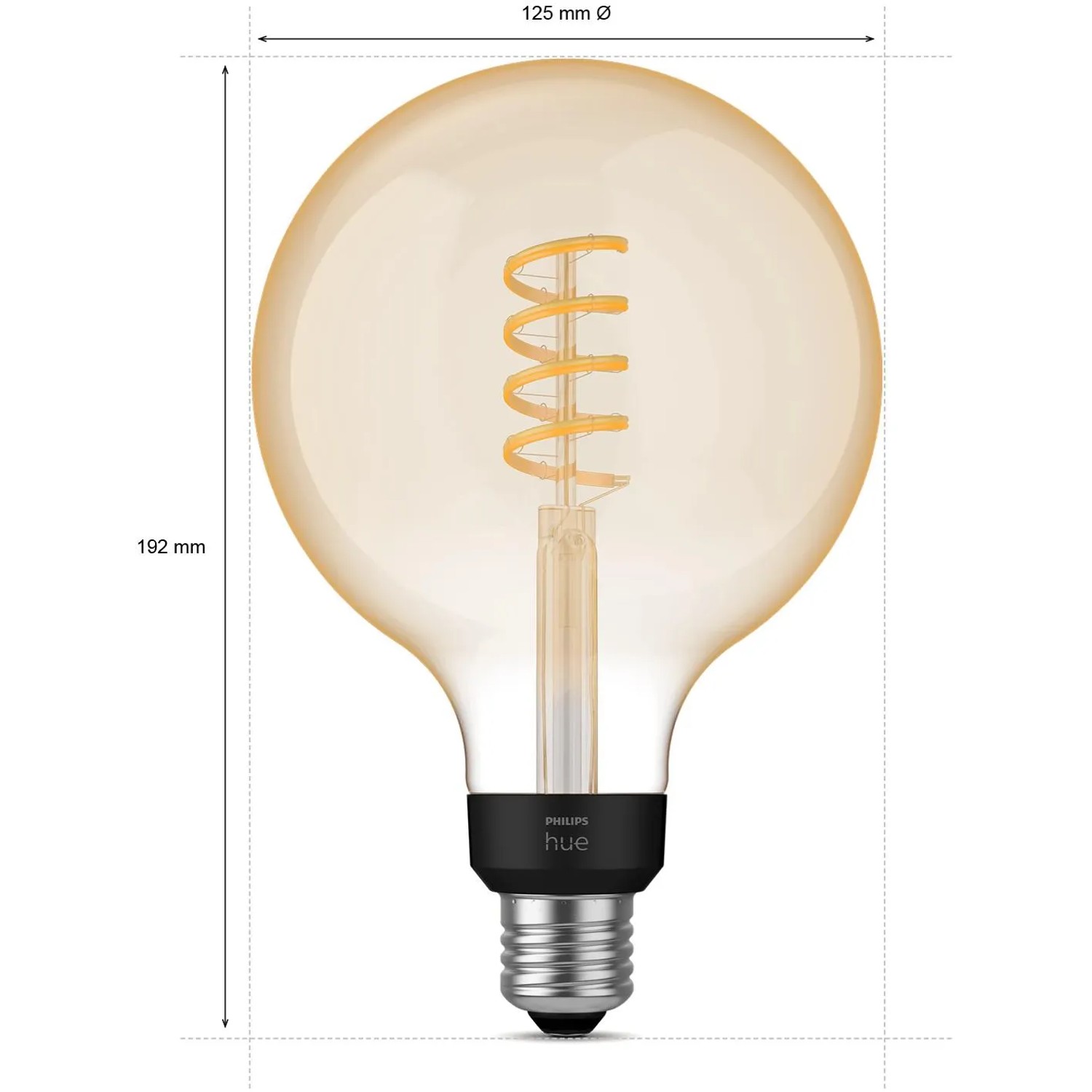 Philips Hue White Ambiance Filament G125, E27 LED-Lampe im Vintage-Look, warmweiß bis kaltweiß dimmbar.