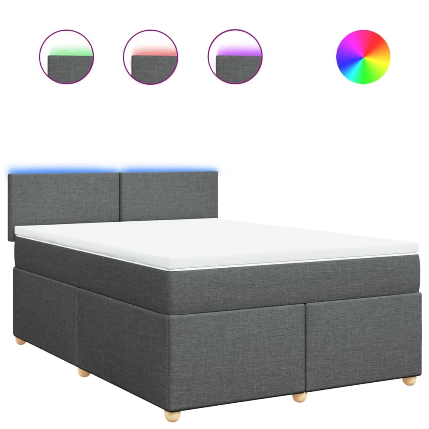 vidaXL Boxspringbett mit Matratze Dunkelgrau 160x200 cm Stoff 3289025 günstig online kaufen