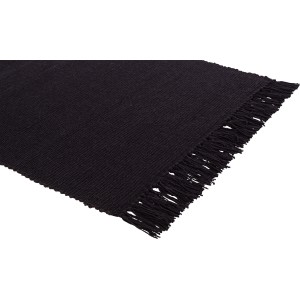 Anthrazitfarbener OBI Baumwollteppich Uni, 50x80 cm, mit Fransen. Wollteppich aus Baumwolle.