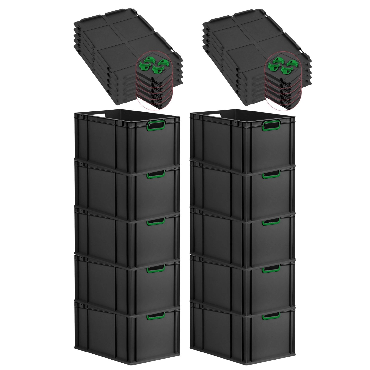 PROREGAL SparSet 10x Eurobox Nextgen Color Mit Auflagedeckel HxBxT 32x40x60 günstig online kaufen