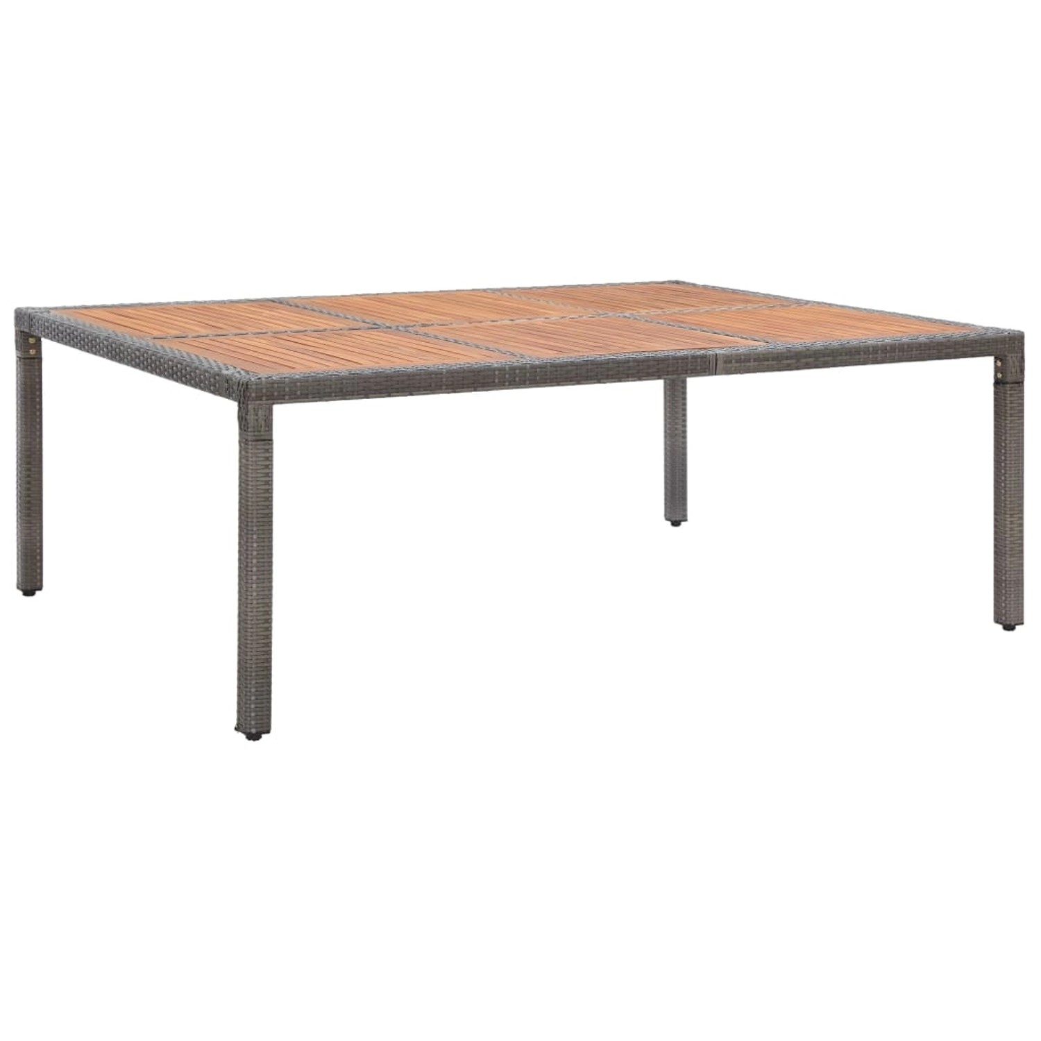 vidaXL Gartentisch Grau 200x150x74 cm Poly Rattan und Akazienholz 46135