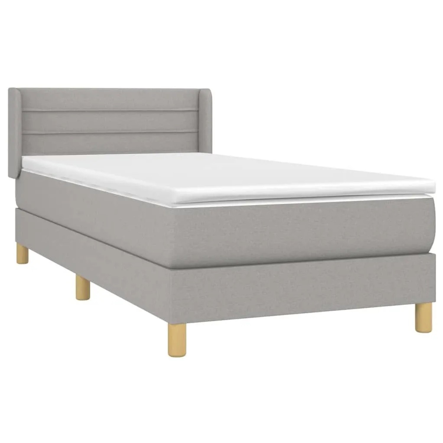 vidaXL Boxspringbett mit Matratze Hellgrau 90x200 cm Stoff 3130321