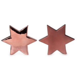 Weihnachtsdeko: Zwei dunkelrote Sterne aus Porzellan, 14 cm, glänzend und matt.