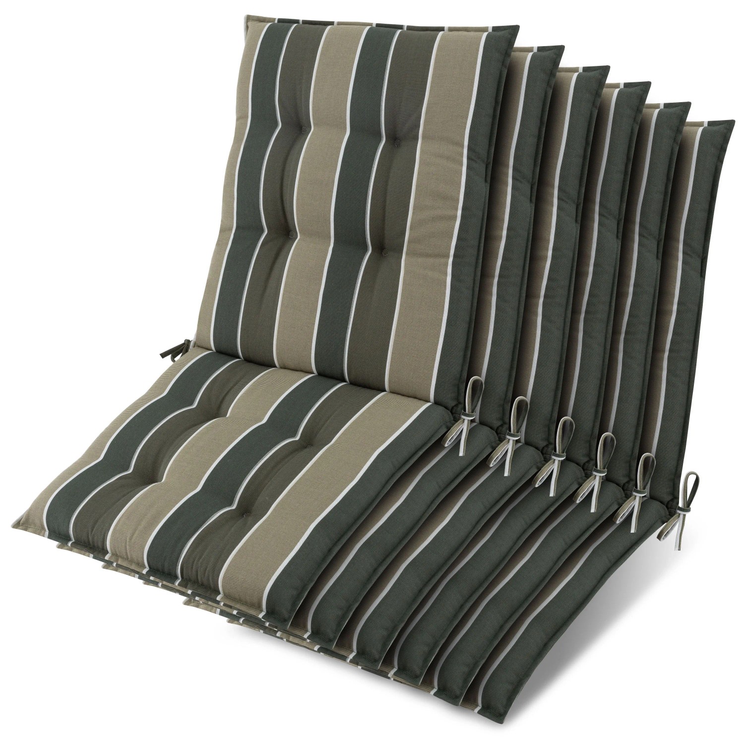 Beautissu 6x Niederlehner Sun-NL Auflage 105x50x8cm Grün-Gestreift