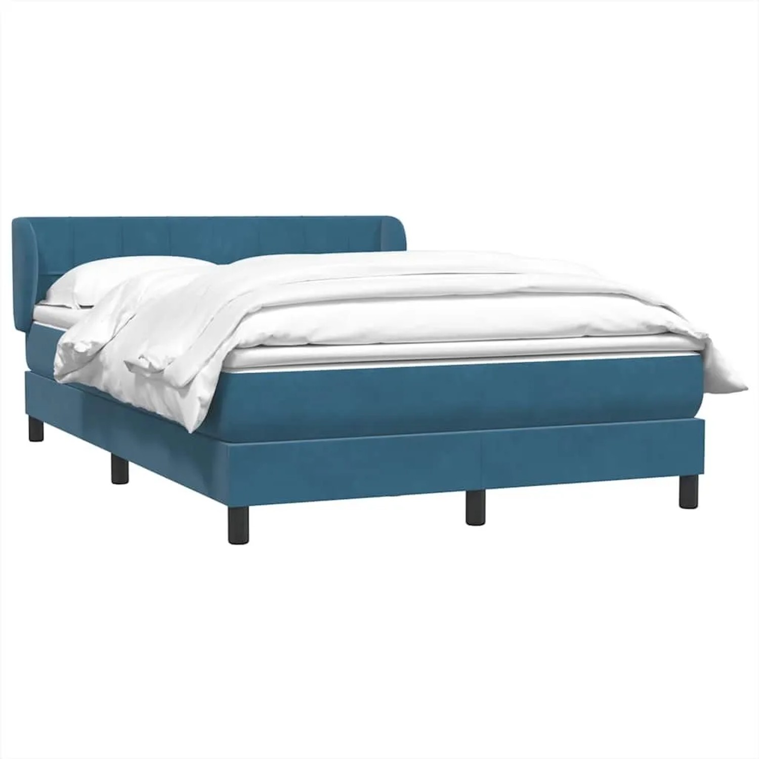 vidaXL Boxspringbett mit Matratze Dunkelblau 140x210 cm Samt 3317527