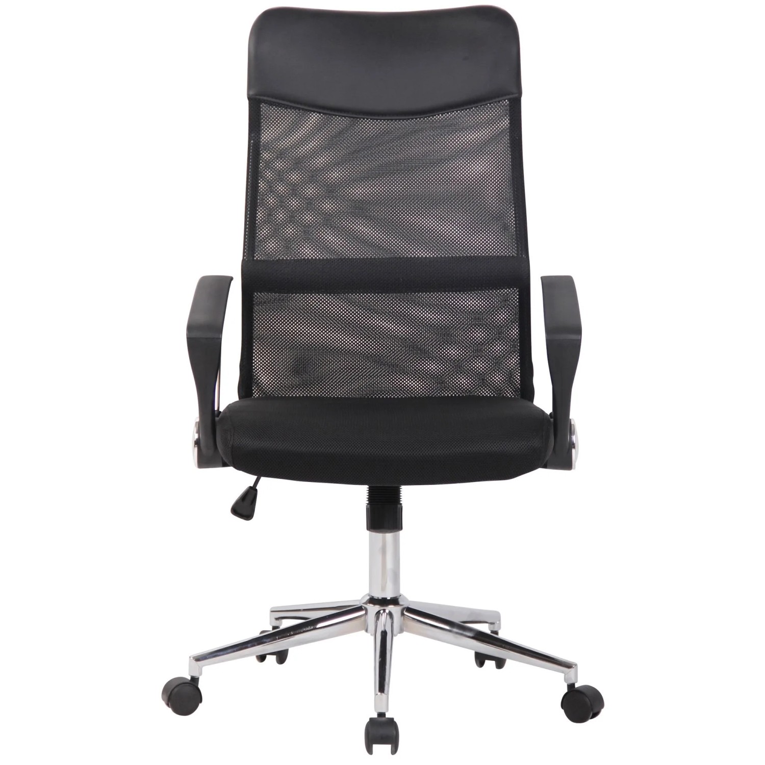 Ergonomischer, schwarzer DELUKE Bürostuhl MELO mit Netzbespannung und verstellbarer Höhe.