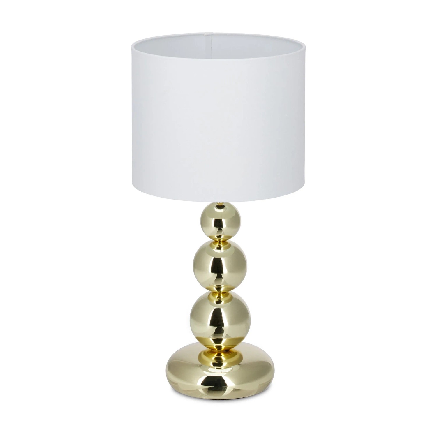Relaxdays Tischlampe Metall Stoff Gold Weiß mit Filzschutz 50 cm x 25 cm 1,3 kg
