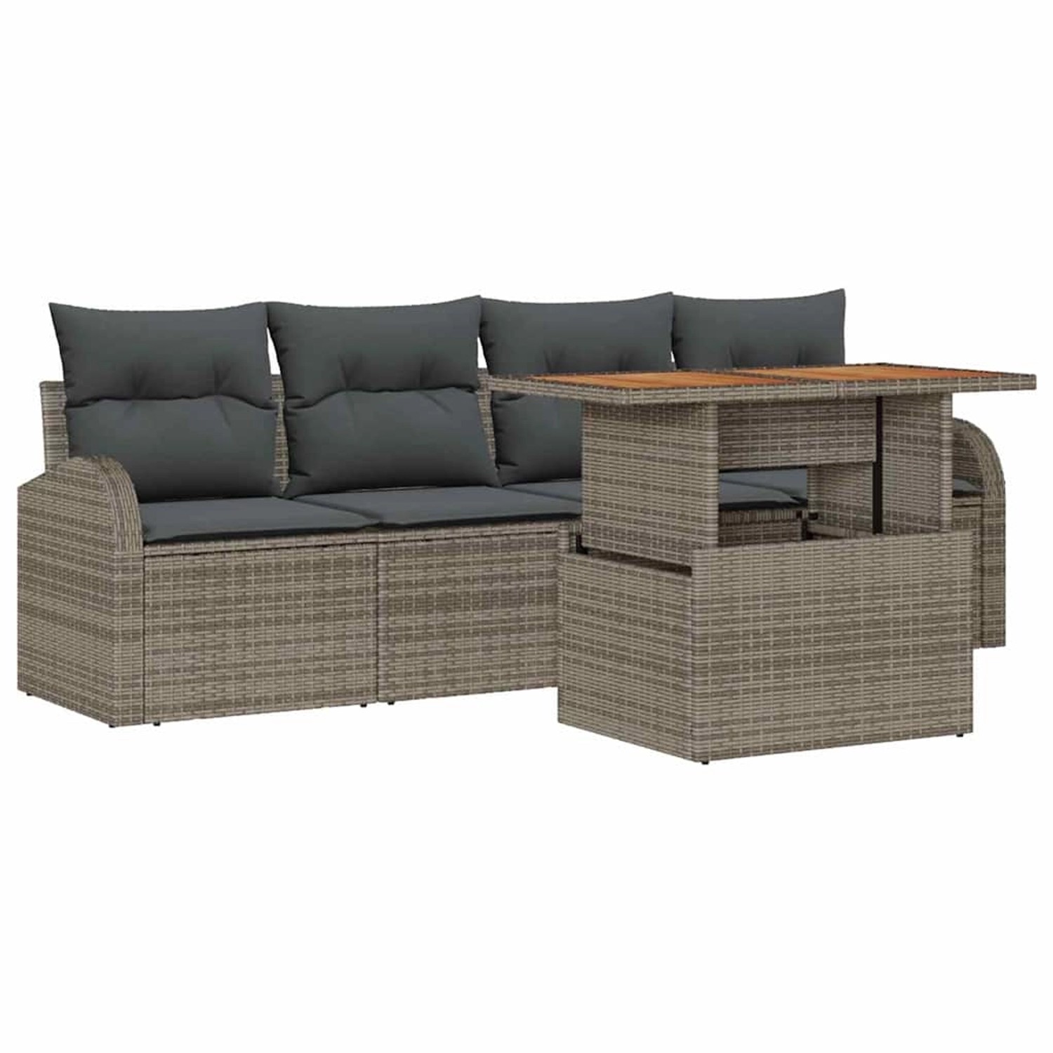 vidaXL Garten-Sofa-Set mit Speicher 5-Tlg Grau Poly Rattan 3358253 günstig online kaufen