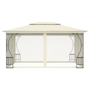 Cremefarbener vidaXL Pavillon mit Netz, 300x400 cm, ideal als Sonnenschutz für Gartenpartys.