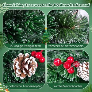 Costway Tannenbaum mit Leds & Glasfaser & Sternspitze Grün 150 cm