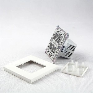 TEM Universal UP-Dimmer für LED-Leuchten in Einzelteilen: weißes Modul, Rahmen und Abdeckung. Für Schalterprogramme.
