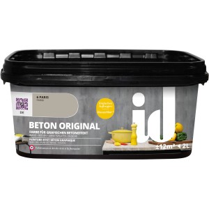 id Wandfarbe Beton Original Paris, 2 Liter, für grafische Betoneffekte.