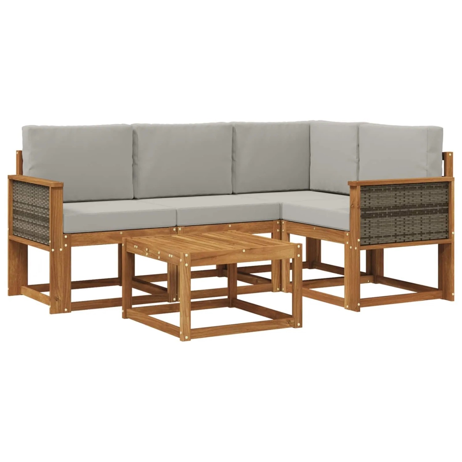 vidaXL Outdoor-Sofagarnitur 5 Stk Natur und Hellgrau Polyester 3385187