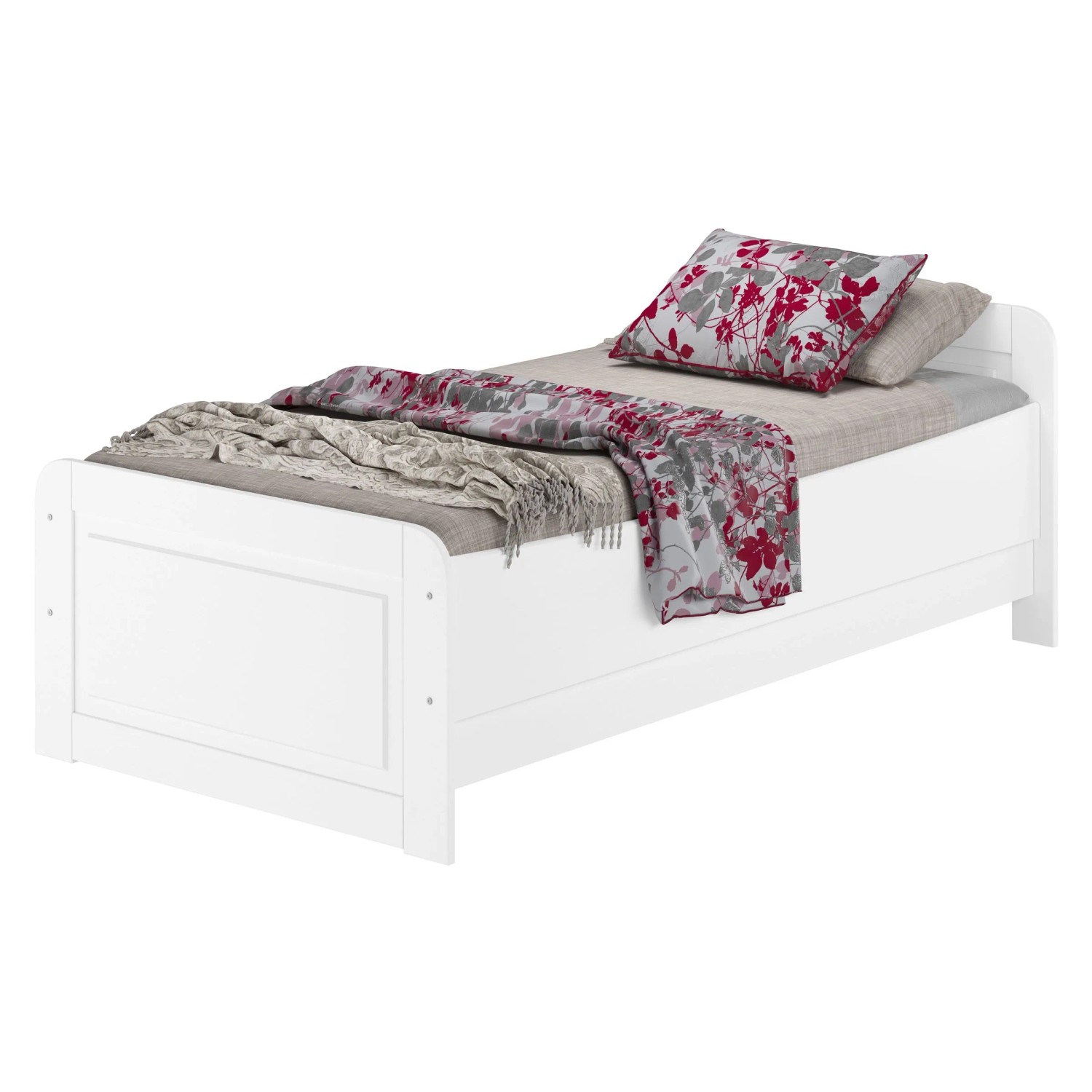 Erst-Holz Weißes Seniorenbett 100 x 200 cm Einzelbett Extra Hoch Modell 42 ohne Zubehör