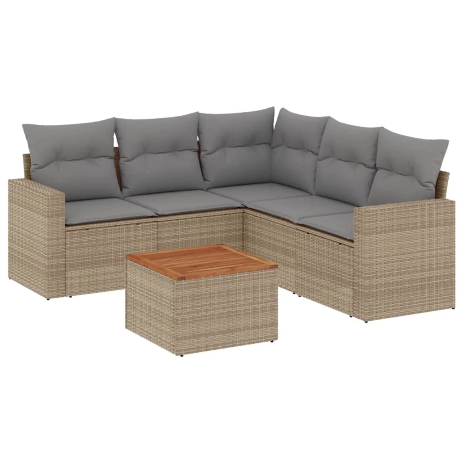 vidaXL 6-Tlg Garten-Sofagarnitur mit Kissen Beige Poly Rattan 3224120 günstig online kaufen