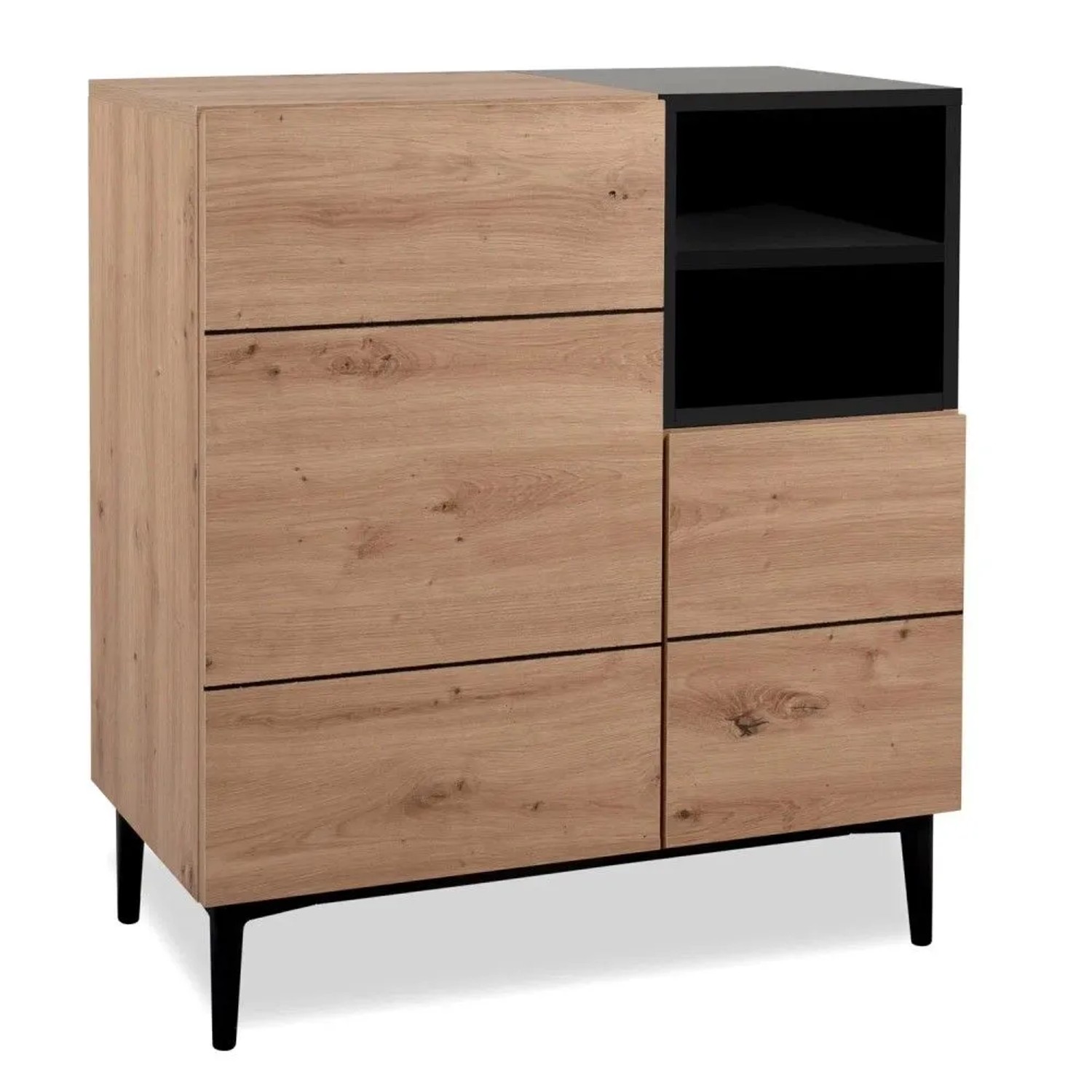 Homestyle4u Highboard Kommode Schrank Sideboard Schwarz Holz