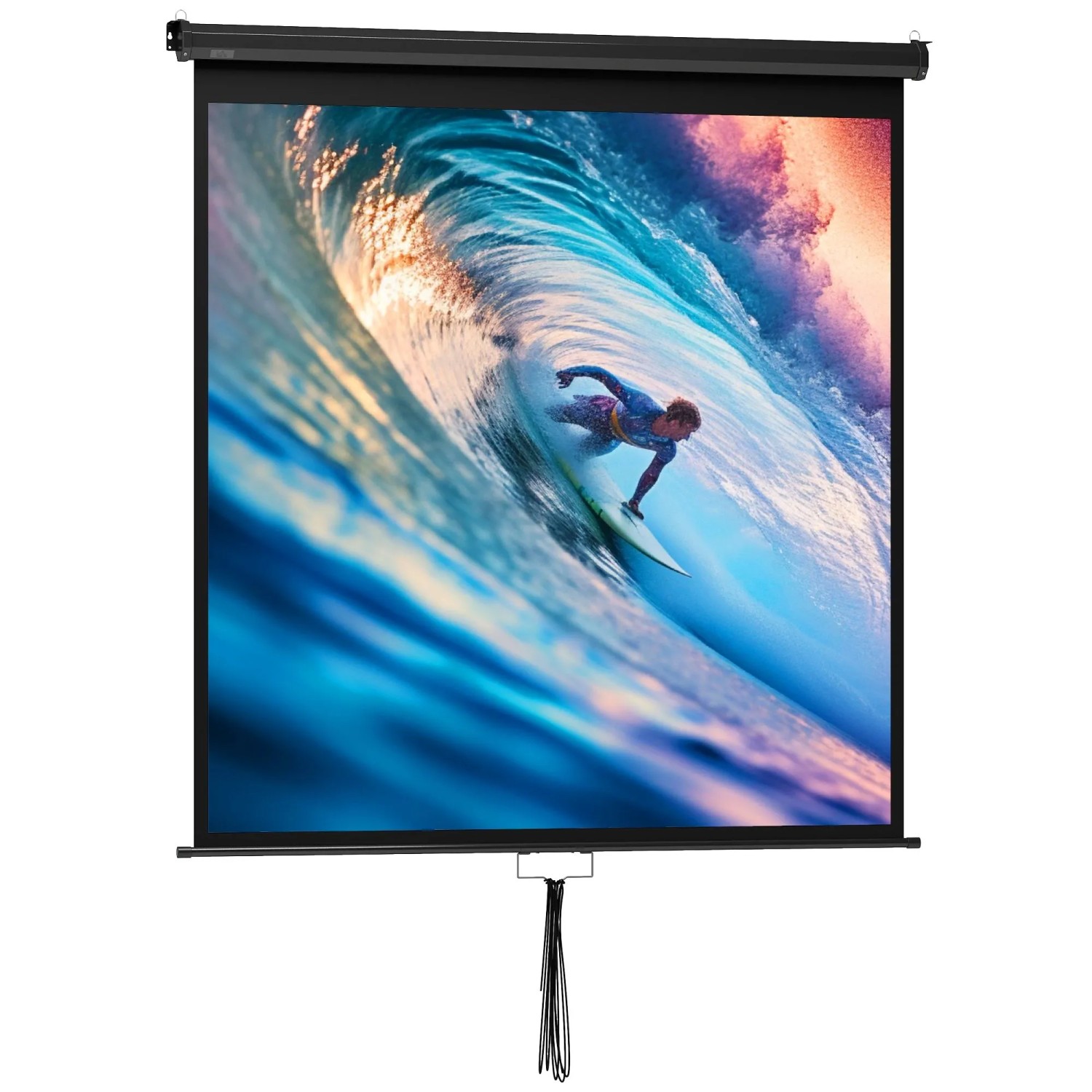 HOMCOM Projection Screen Kunststoff Metall 162,5L x 8B x 162H cm Schwarz