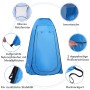 Himmelblaues Outsunny Wurfzelt aus Polyester mit Details wie Netzfenster und Reißverschlüssen.