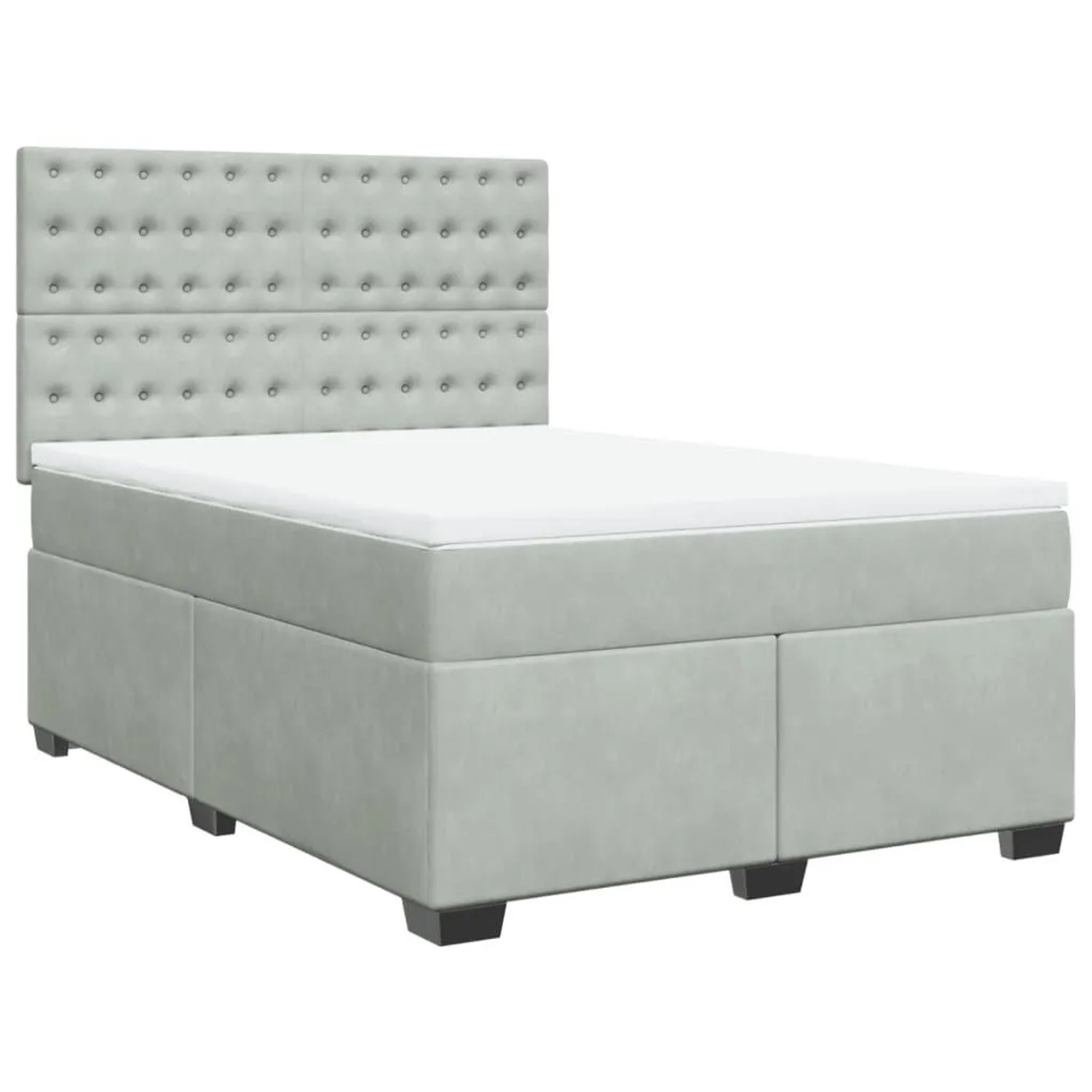 vidaXL Boxspringbett mit Matratze Hellgrau 140x190 cm Samt 3290918