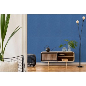 Jangal Modular Wall Dekor-Paneele Blue Ocean. Blaues Filz-Wandpaneel mit gefasten Kanten für moderne Wandgestaltung im Wohnzimmer.