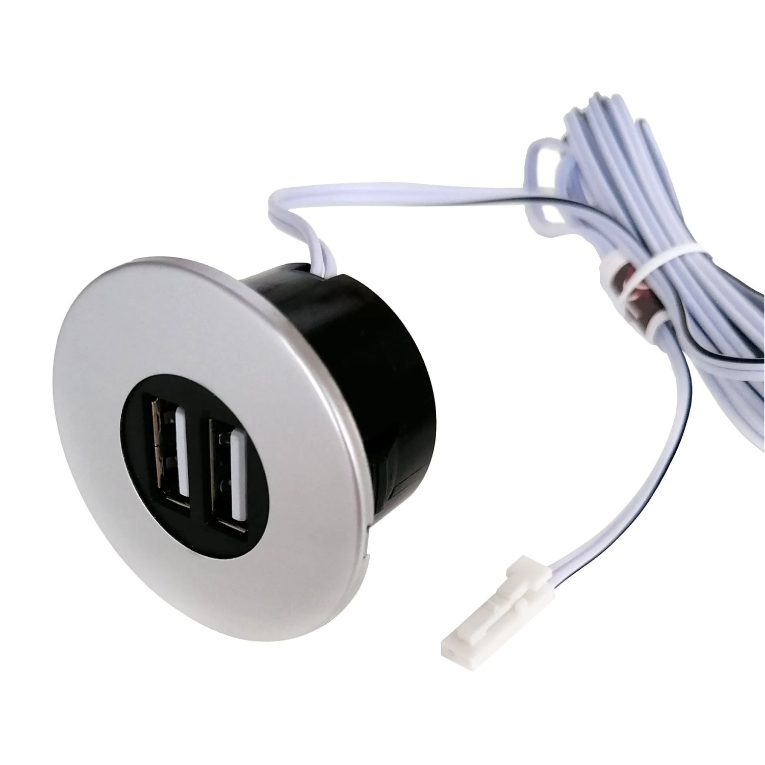 kalb Einbau USB Hub 12V für Smartphone Tablet E Reader Möbel und Tischplatten Silbergrau