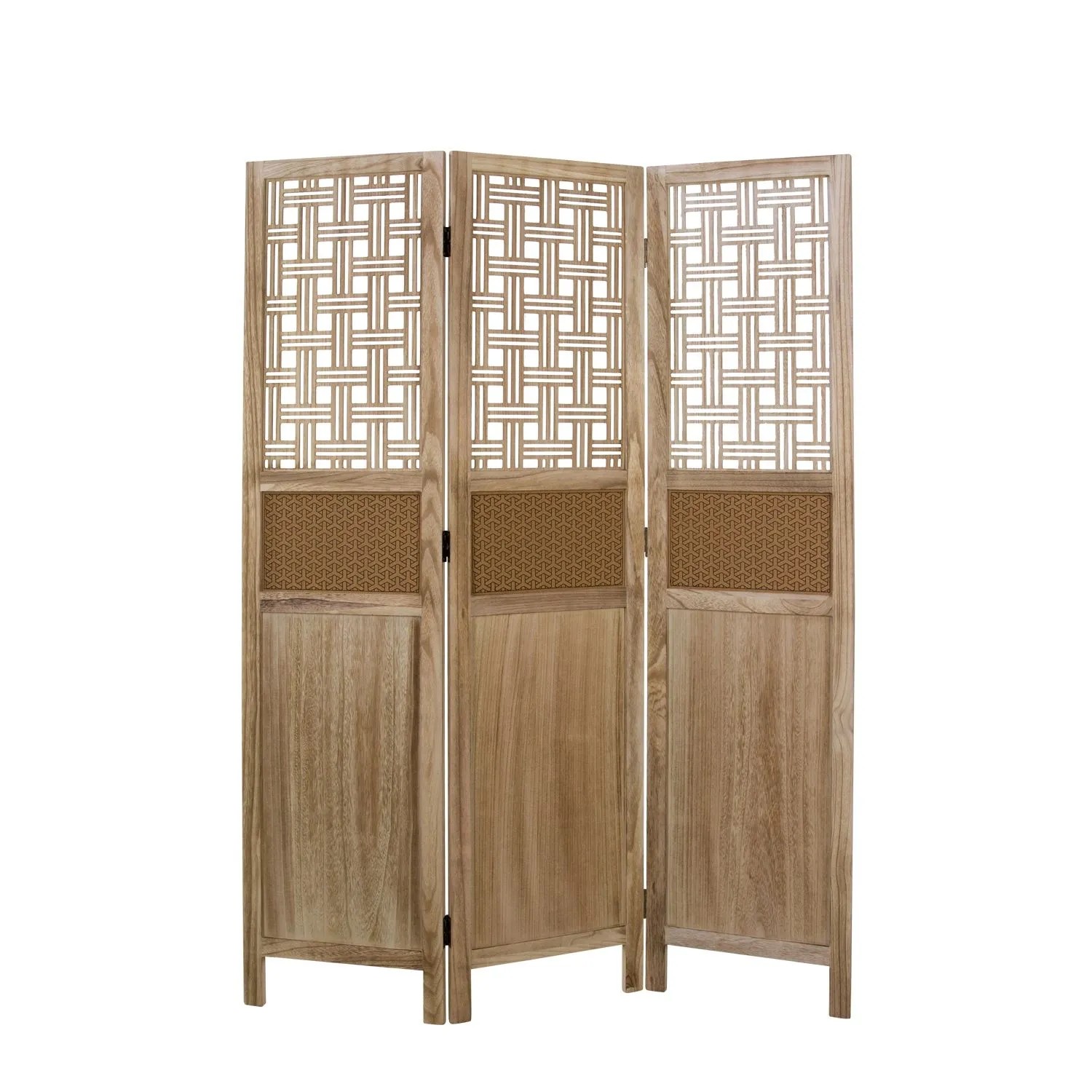 Homestyle4u 3-tlg. Paravent in Braun 120x170 cm 1825