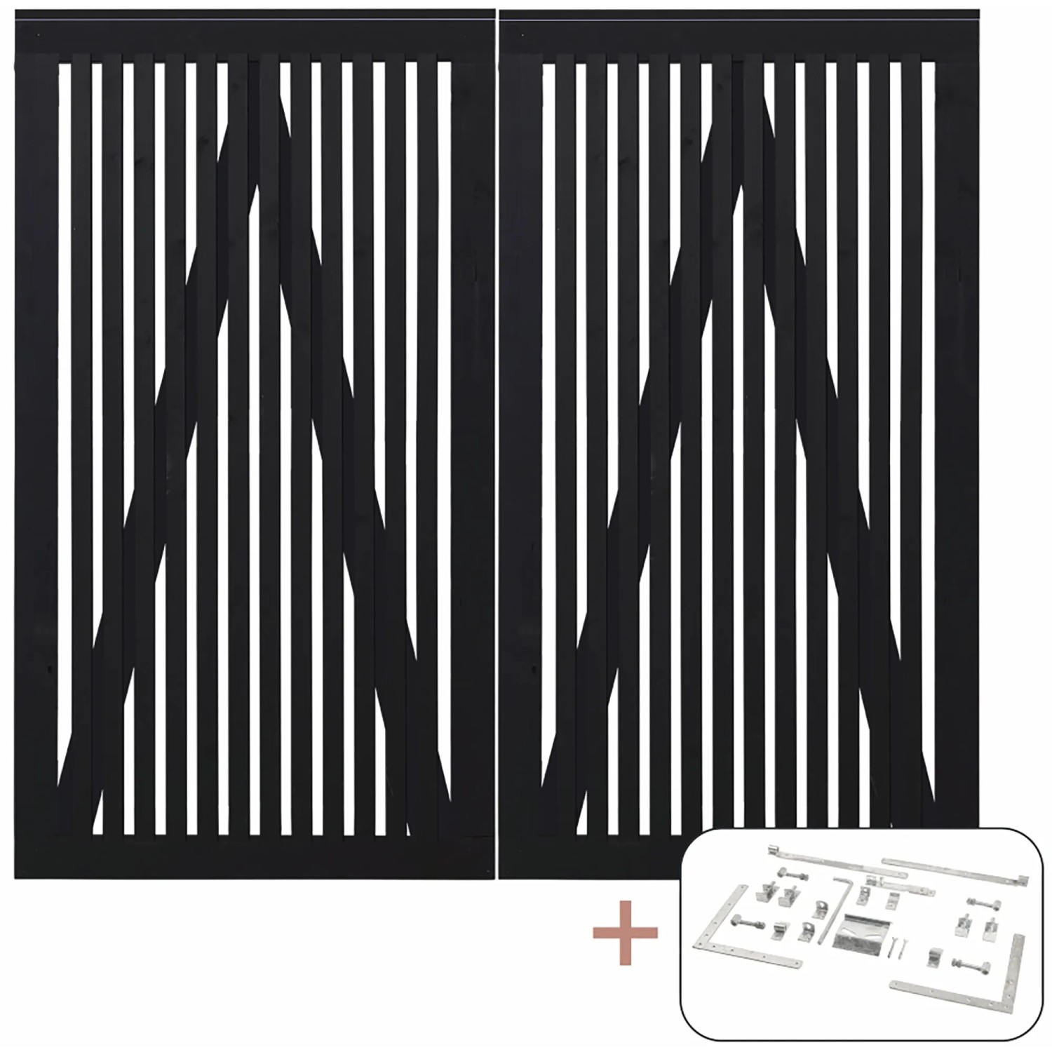 Plus Holz Doppeltor Sendai Nadelholz Schwarz 200 cm x 180 cm