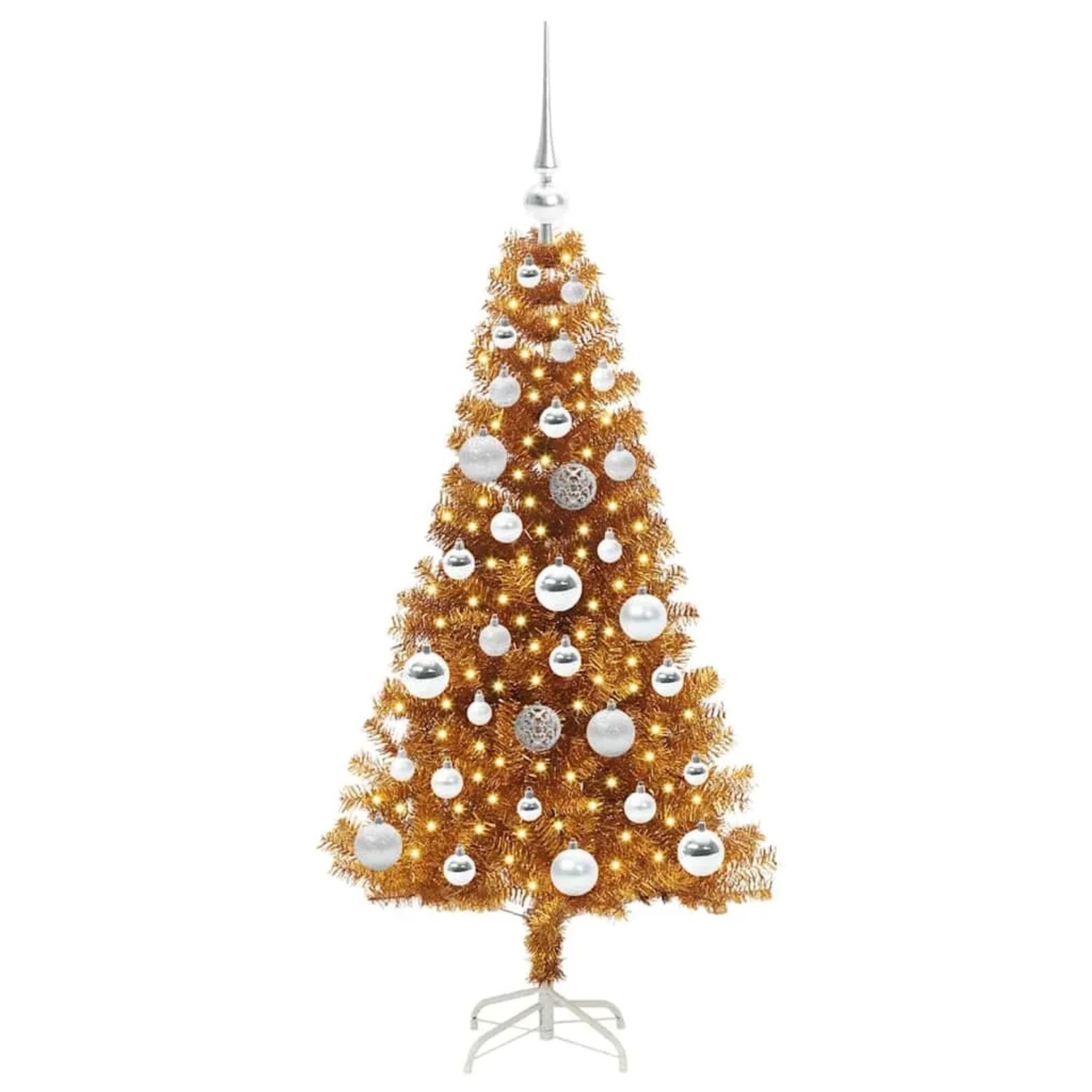 vidaXL Weihnachtsbaum mit 150 LEDs mit Ständer Gold 120 cm PET 3396608