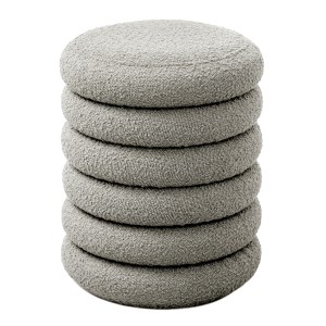 Svita Blossom XS Hocker, hellgrau, mit Stauraum. Sitzhocker aus Boucle-Polster.