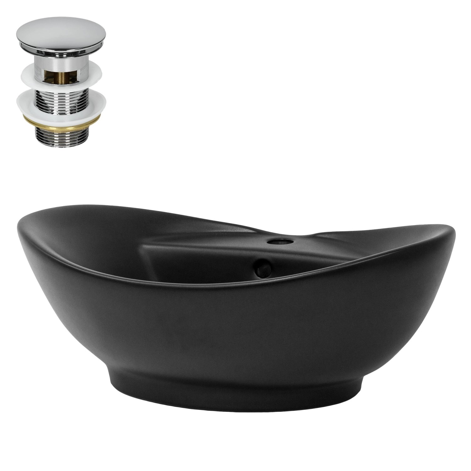 LuxeBath Waschbecken 59x39,5x20,5 cm Schwarz Matt inkl Ablaufgarnitur günstig online kaufen