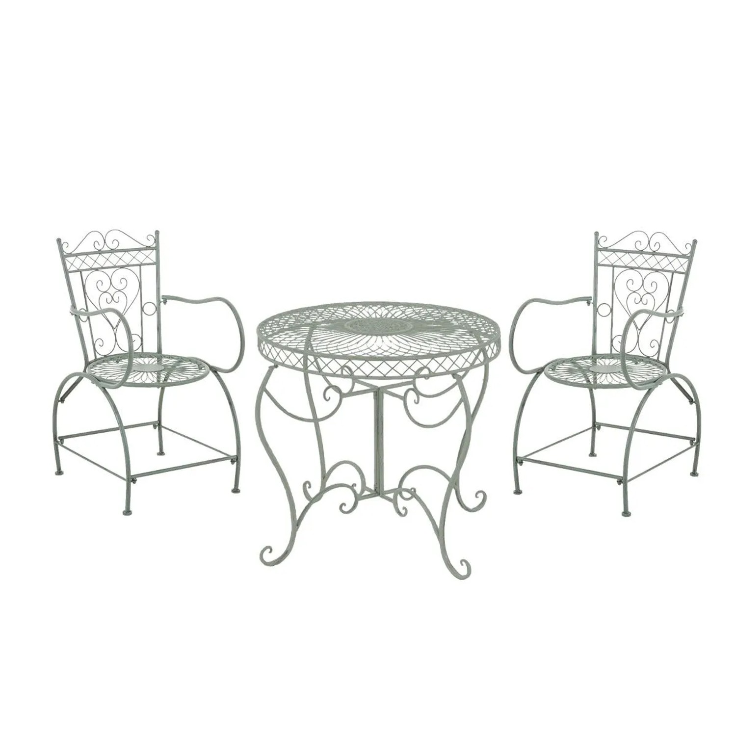 DELUKE Balkonset Bistroset LORIN Metall Antik-Grünfarbig 90x90x69cm Gartenmöbelset 2 Personen Metall Vintage Balkonmöbel...