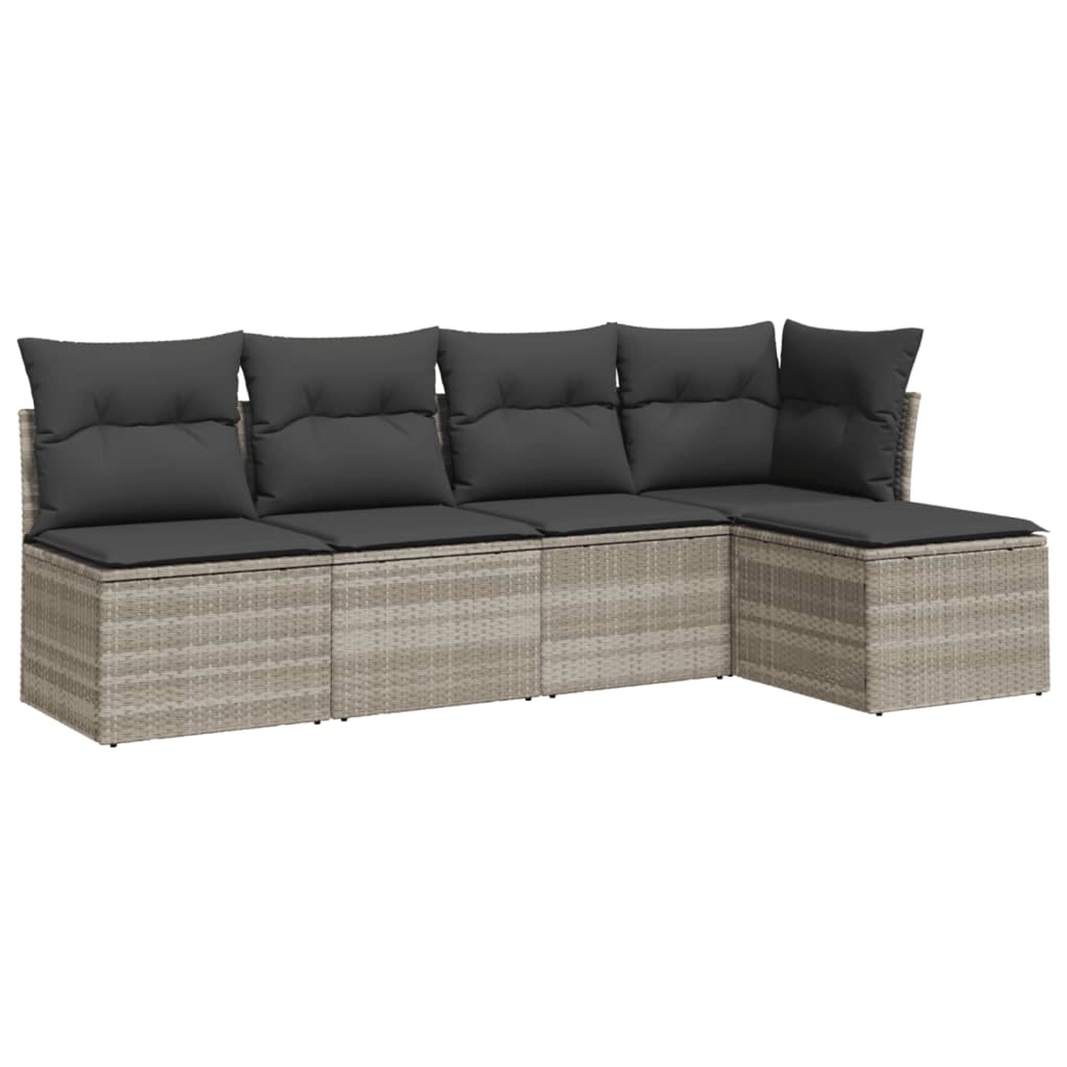 vidaXL 5-Tlg Garten-Sofagarnitur mit Kissen Hellgrau Poly Rattan 3249361 günstig online kaufen