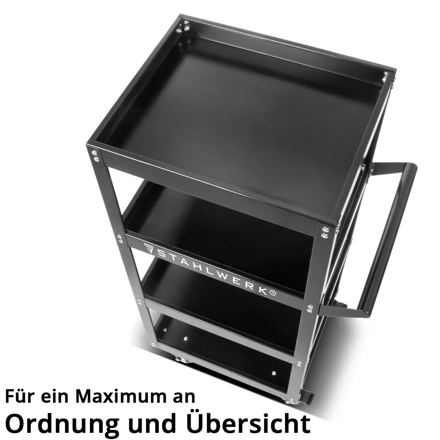 STAHLWERK Werkzeugwagen ST 875, Rollwagen mit 4 Etagen und Handgriff.