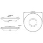 Skizze des weißen LED's light Aufbau-Deckensensors PIR 360° IP20 mit Maßangaben.