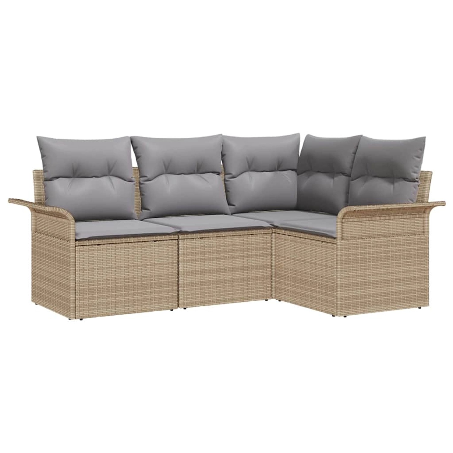 vidaXL Garten-Sofa-Set mit Kissen 4-Tlg Beige Poly Rattan 3345340 günstig online kaufen