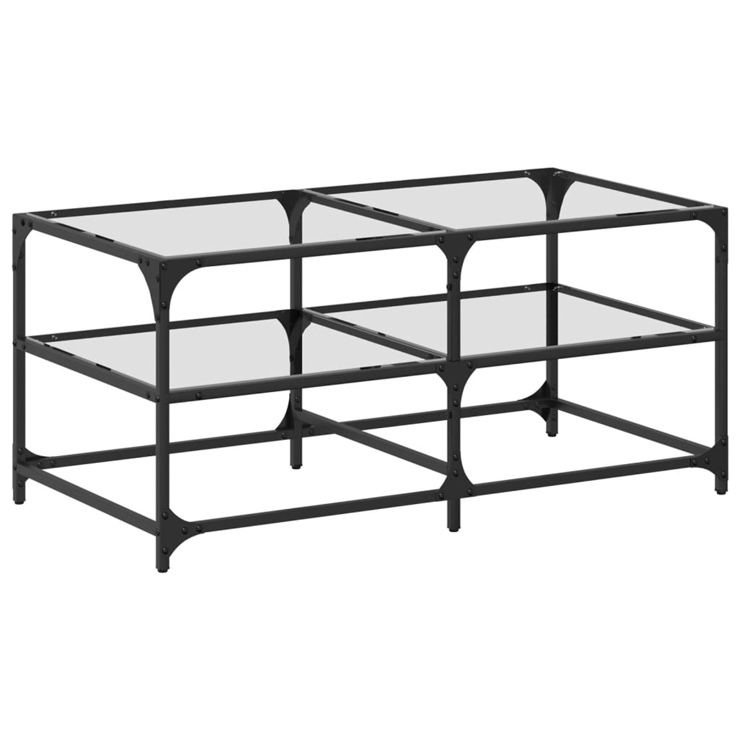vidaXL Couchtisch mit Glasplatte Transparent 98,5x50x45 cm Stahl 846012 günstig online kaufen