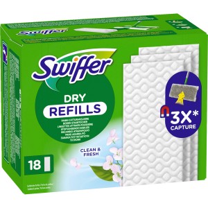 Swiffer Trockene Bodentücher, 18 Stück, Nachfüllpackung für Staubwischer.