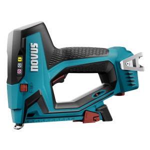 Novus Akkutacker J-551 Premium, blau-schwarzer Tacker für Folien und Zierleisten.