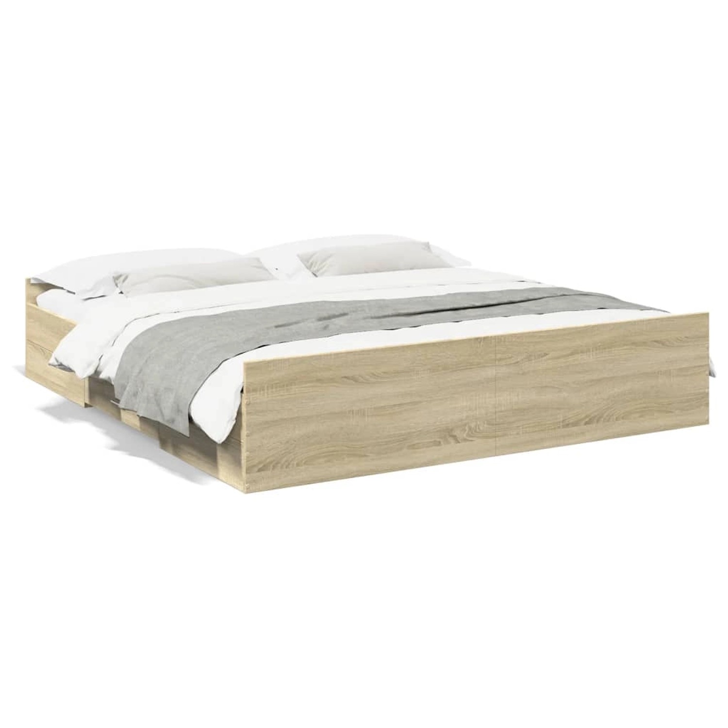vidaXL Bettgestell mit Schubladen Sonoma-Eiche 200x200cm Holzwerkstoff 3280 günstig online kaufen