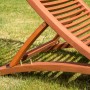 Detailaufnahme: Gartenliege Cuba aus Eukalyptusholz mit Auflage, klappbar.