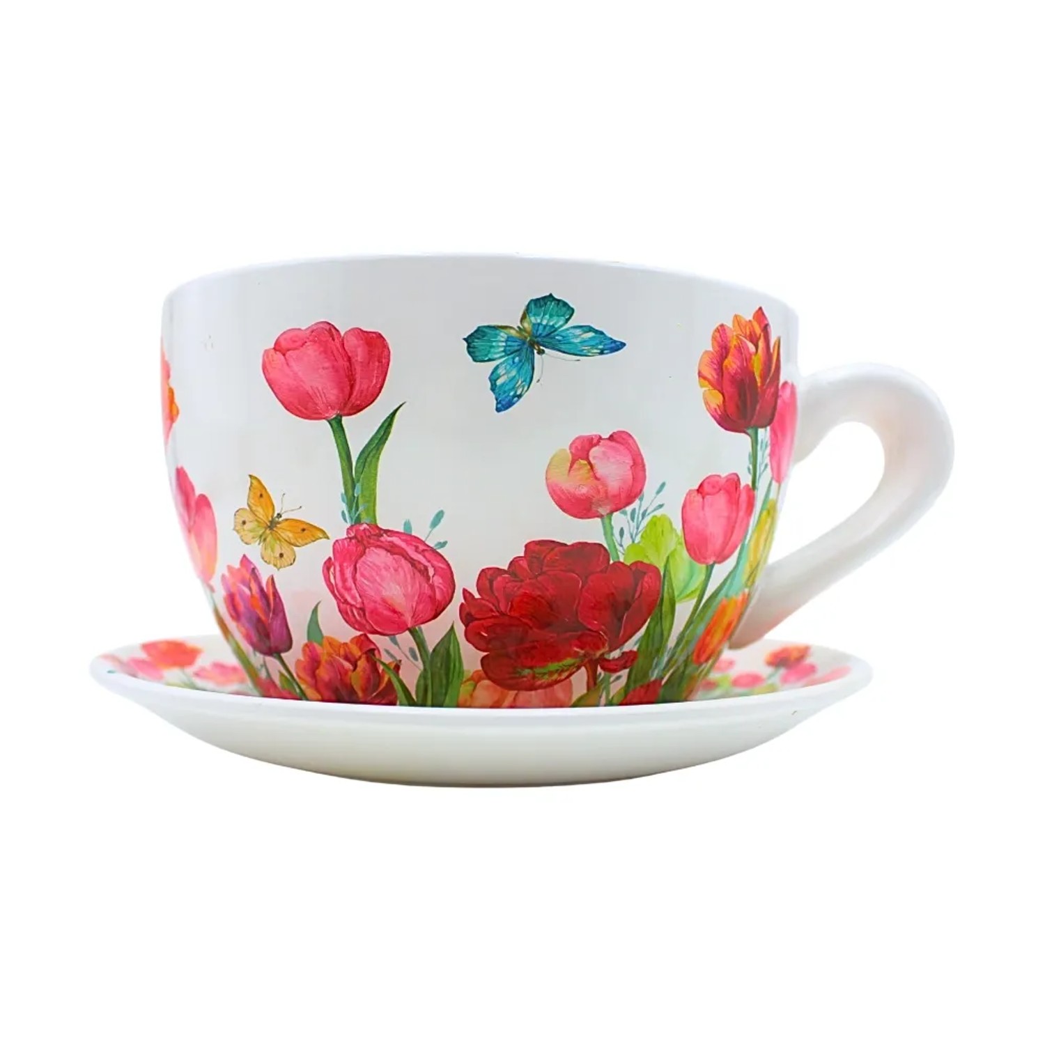 Dekohelden24 Blumentopf Pflanztasse Pflanzkübel Pflanzgefäß L/B/H 25 x 23 x14 cm